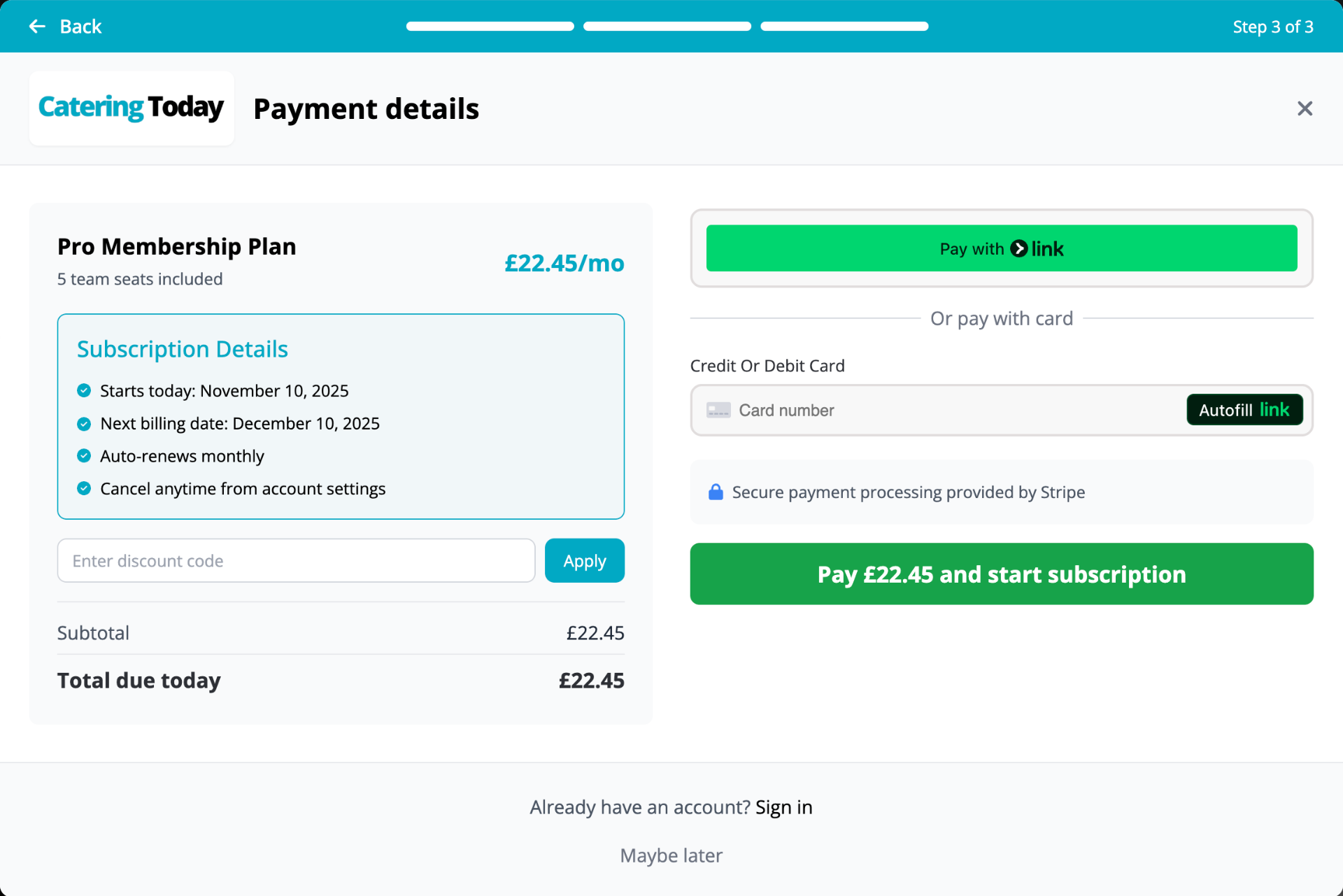 Frictionless checkout